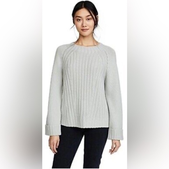 Vince Cashmere Blend Ribbed Sweater Size Small Petite Gray/ Pale Blue - Picture 1 of 9